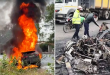 दिल्ली-जयपुर हाईवे पर धू-धूकर जली एक करोड़ की जगुआर कार