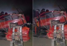 लखीमपुर खीरी में ट्रैक्टर-ट्रॉली की टक्कर से ई-रिक्शा के उड़े परखच्चे, चालक की मौत