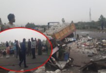 राम मंदिर के दर्शन कर हरिद्वार जा रहे श्रद्धालुओं की बस ट्रैक्टर ट्रॉली से भिड़ी, दो की मौत