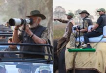 प्रधानमंत्री नरेन्द्र मोदी ने गिर वन्यजीव अभयारण्य में लिया जंगल सफारी का आनंद