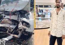 कार डीसीएम की टक्कर में एक की मौत, चार गंभीर