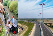 नाले में गिरी तेज रफ्तार स्कॉर्पियो, पुलिस-फायर ब्रिगेड ने बचाई तीनों की जान