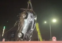 चार दिन बाद पानी से बाहर निकाली गयी सॉफ्टवेयर इंजीनियर की कार