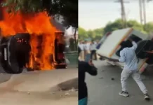 सैलरी बढ़ाने की मांग को लेकर कंपनी के कर्मचारियों का हिंसक प्रदर्शन