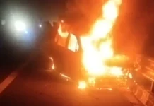 दिल्ली-मुंबई एक्सप्रेस-वे पर बड़ा हादसा, चलती कार में आग लगने से पांच लोग जिंदा जले