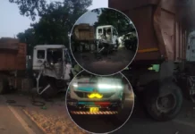 तेज रफ्तार डंफर ने परिवार को रौंदा, पिता के साथ तीन बच्चों की मौत