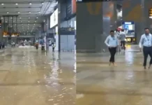 दिल्ली में भारी बारिश से एयरपोर्ट पर भरा पानी, कई फ्लाइट लेट