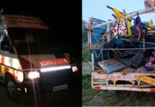 डिवाइडर से टकराने के बाद पलटी गाड़ी, 6 लोगों की मौत, करीब 30 घायल